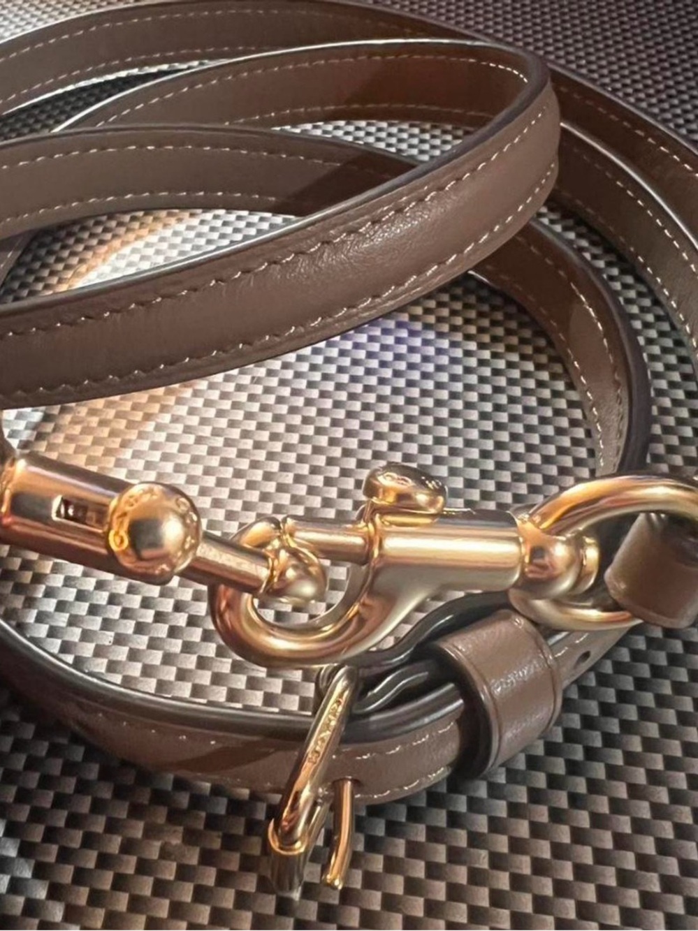 Coach Taupe Leather Crossbody Strap with Gold Hardware